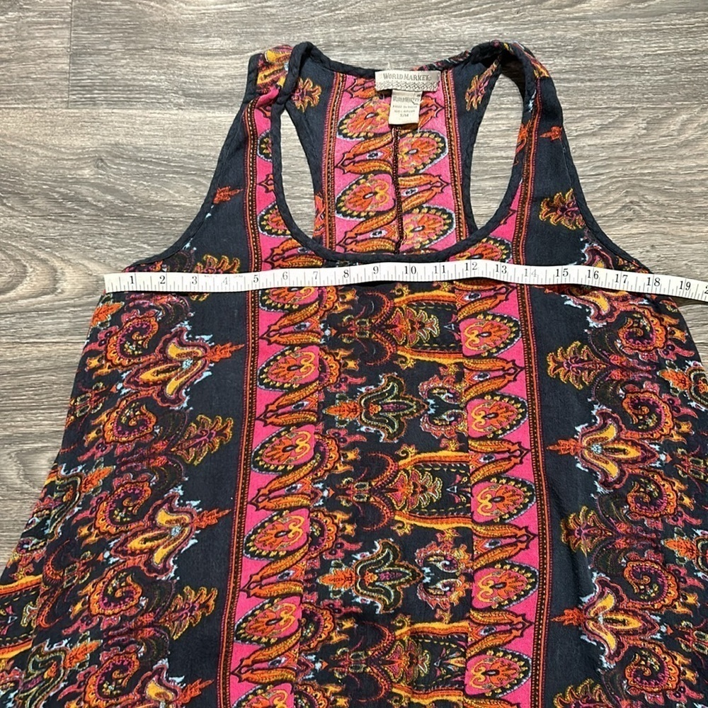 World Market S/M Boho Festival Grunge Uneven Hem Racerback Tank Altstyle 90s - Picture 3 of 10